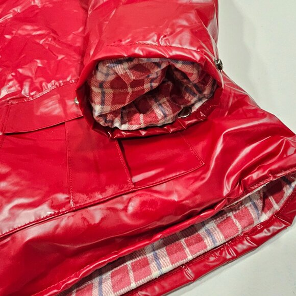Duck Bay Men’s Large Red Zip-Away Hood Jacket Vintage Flannel Lined - Picture 11 of 11